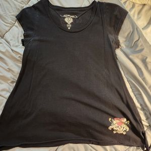 Ex Hardy, Black Flared T-Shirt